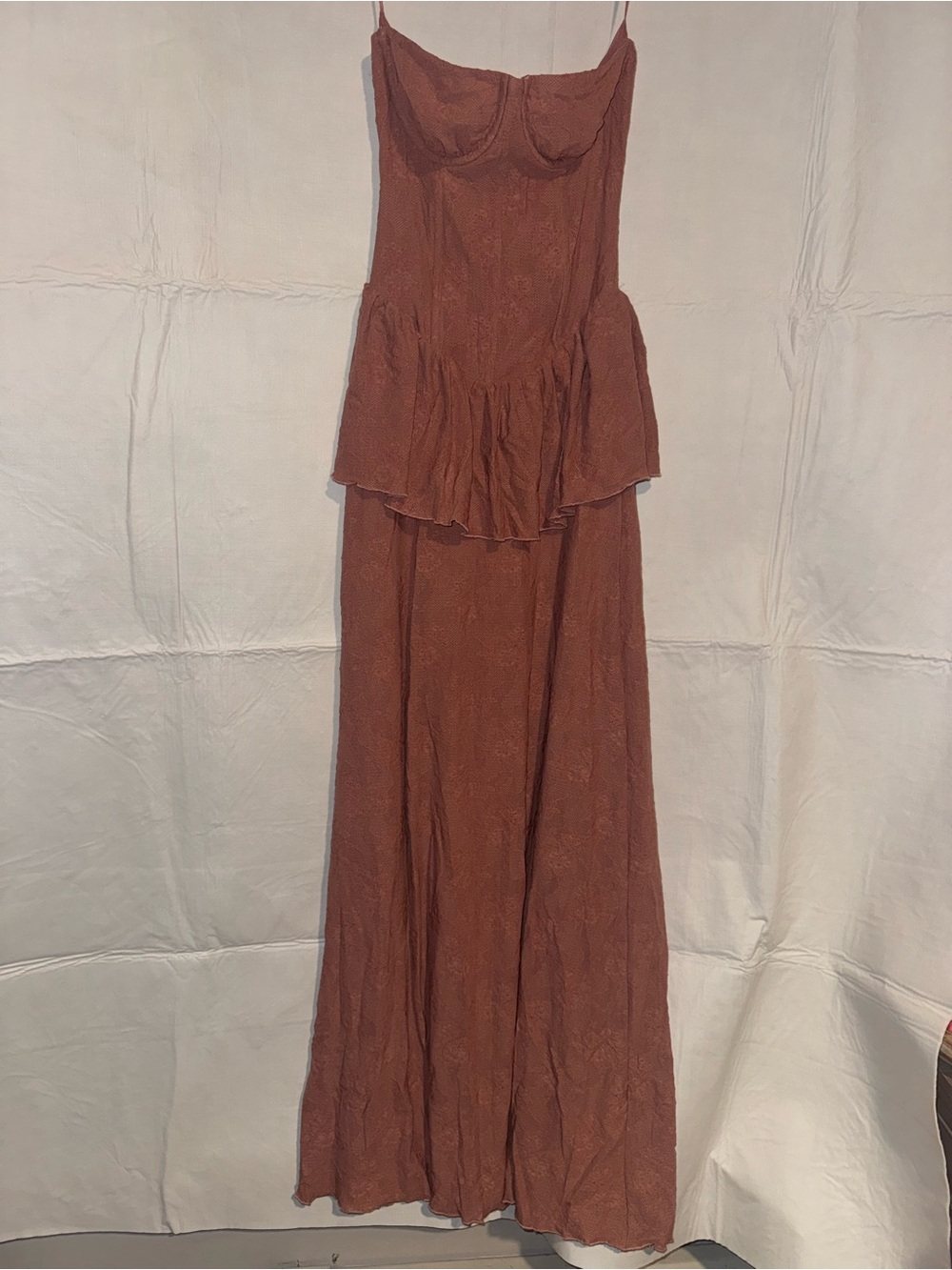 NWT WeWoreWhat Dusty Rose Lace Corset Maxi